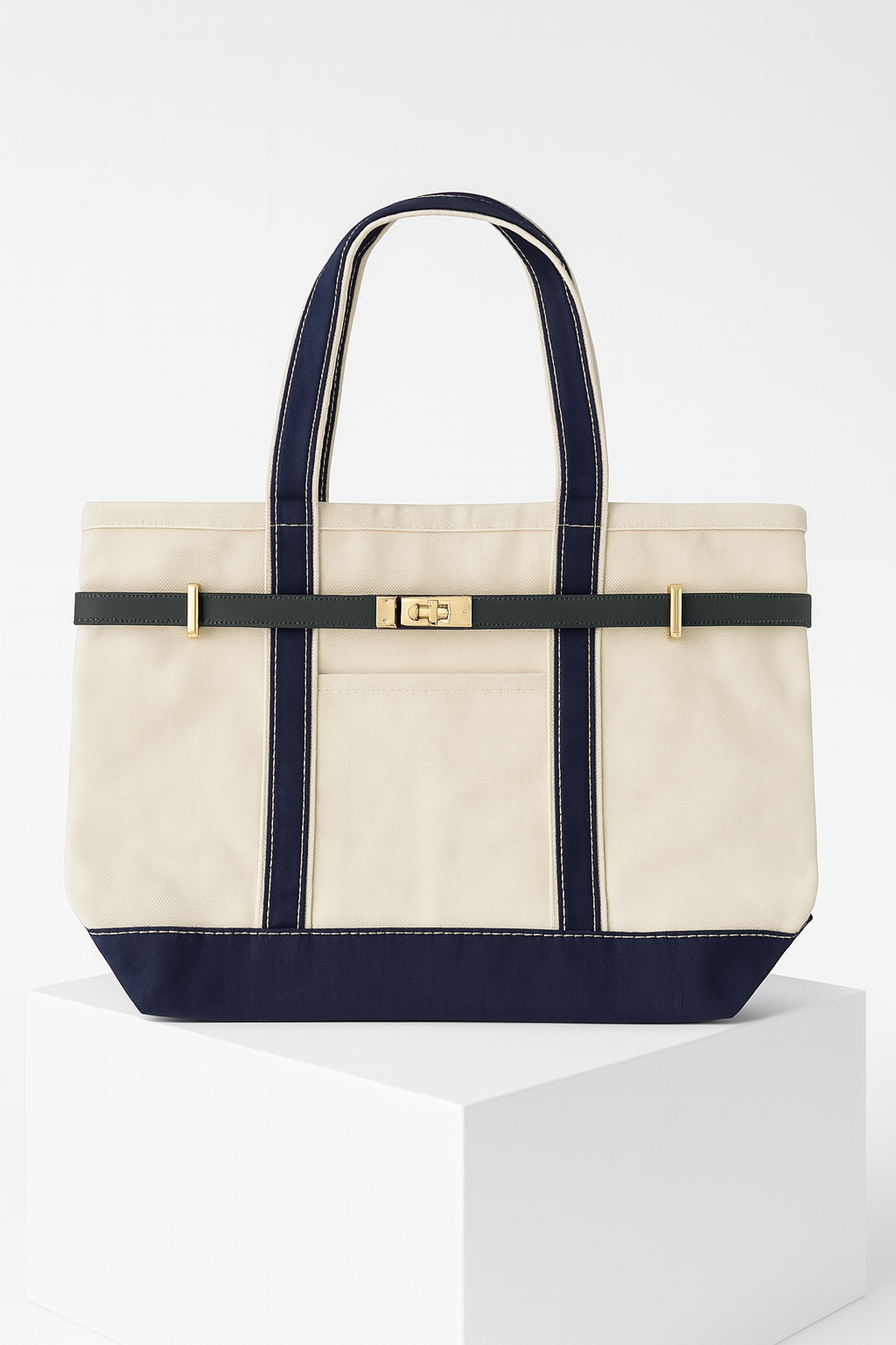 Navy and beige boat tote bag boatkin