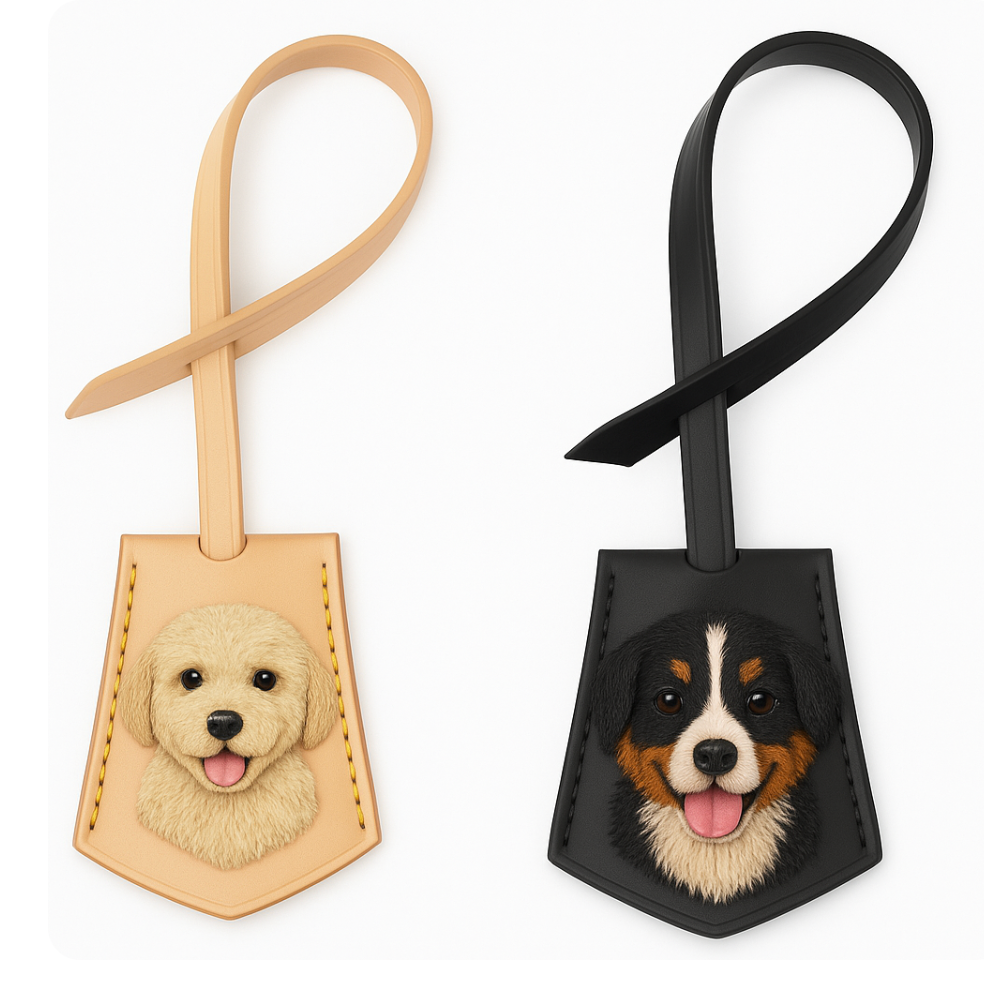 Black leather pet custom handbag tag Louis Vuitton Birkin Designer Christmas gift