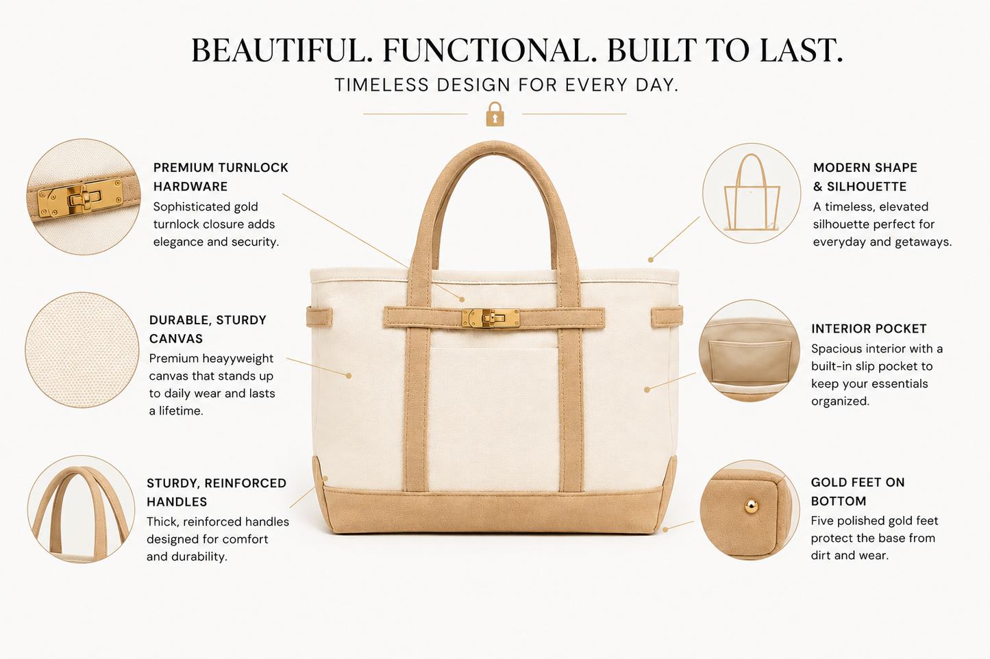 Classic Beige & Natural Lux Boatkin Tote