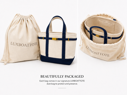 Classic Navy & Natural Lux Boatkin Tote