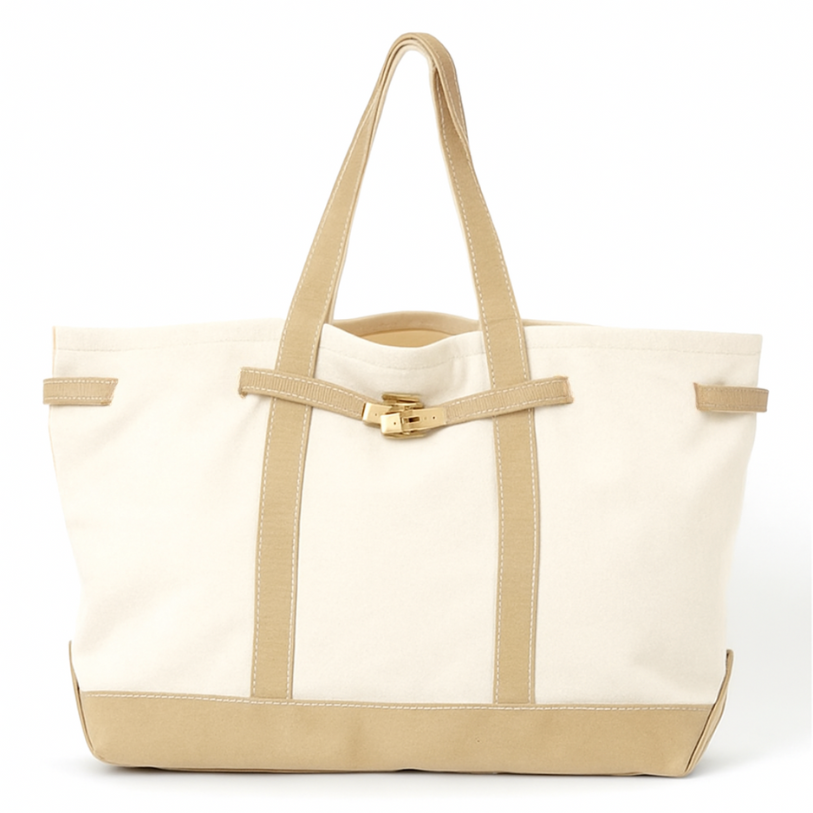 Beige & Natural Lux Boat Tote