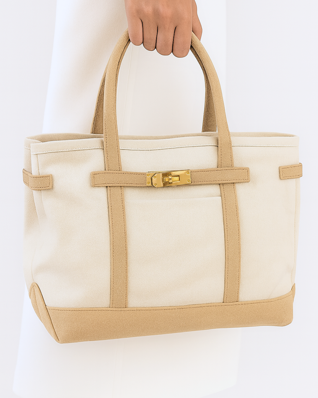 Classic Beige & Natural Lux Boat Tote