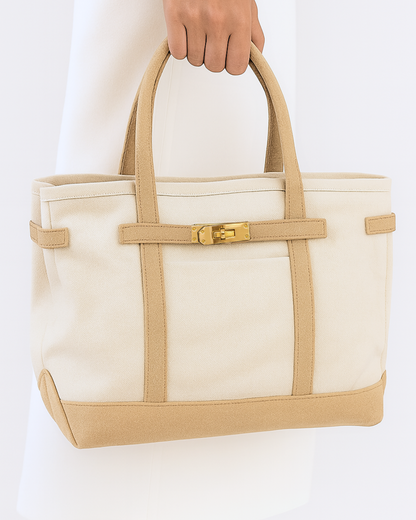 Classic Beige & Natural Lux Boat Tote