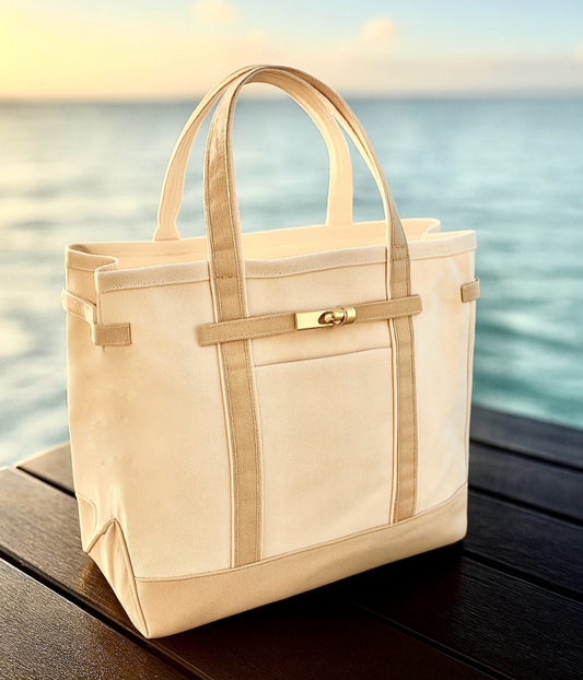 Beige & Natural Lux Boat Tote