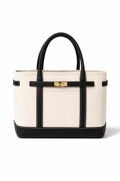 Classic Black & Natural Lux Boat Tote