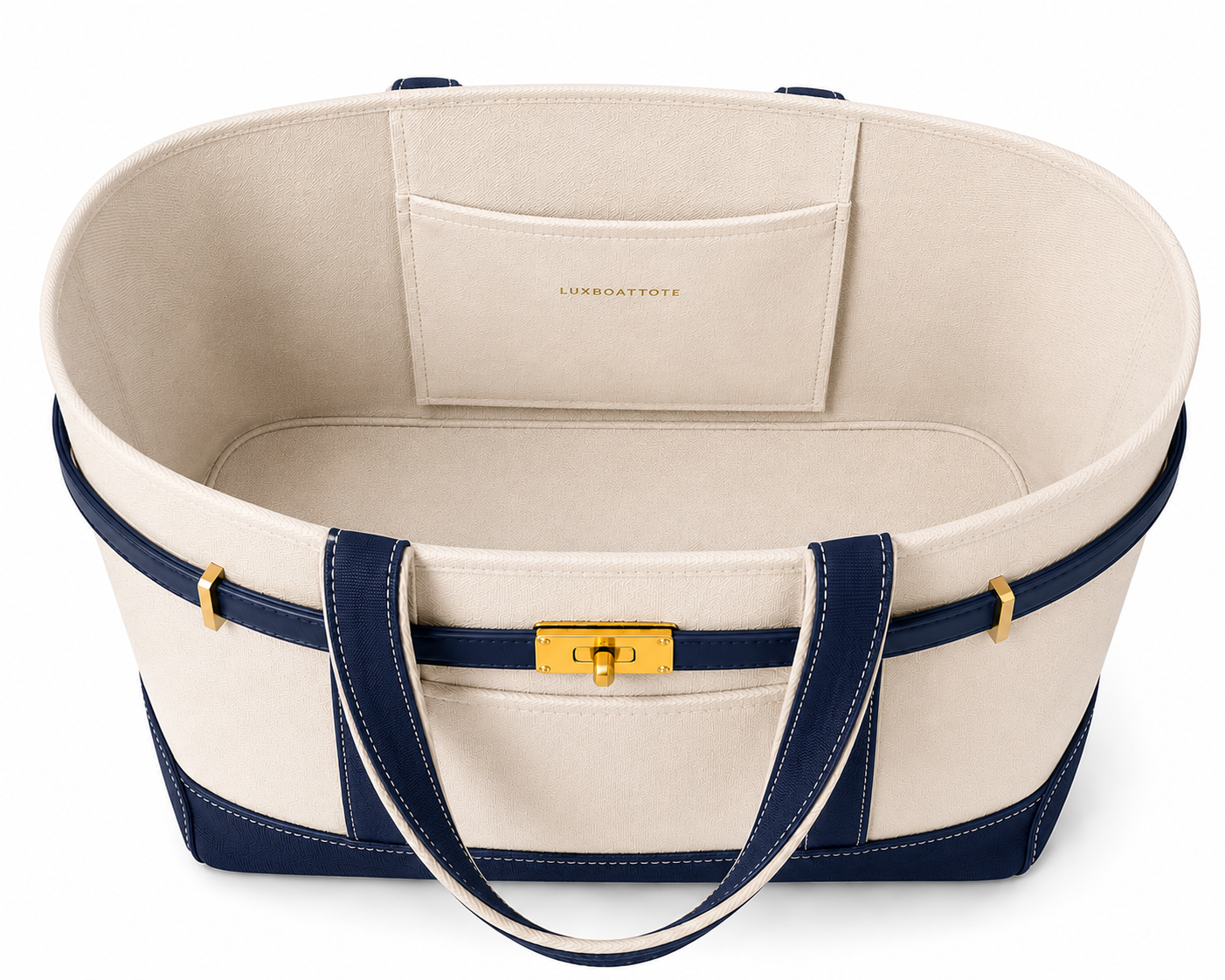 Classic Navy & Natural Lux Boatkin Tote