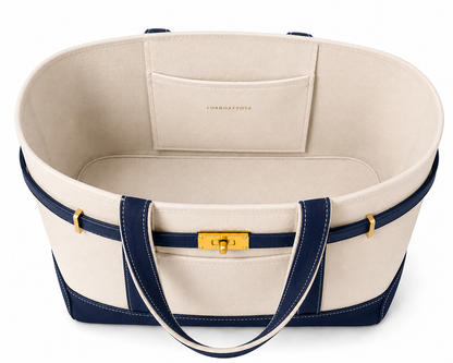 Classic Navy & Natural Lux Boatkin Tote