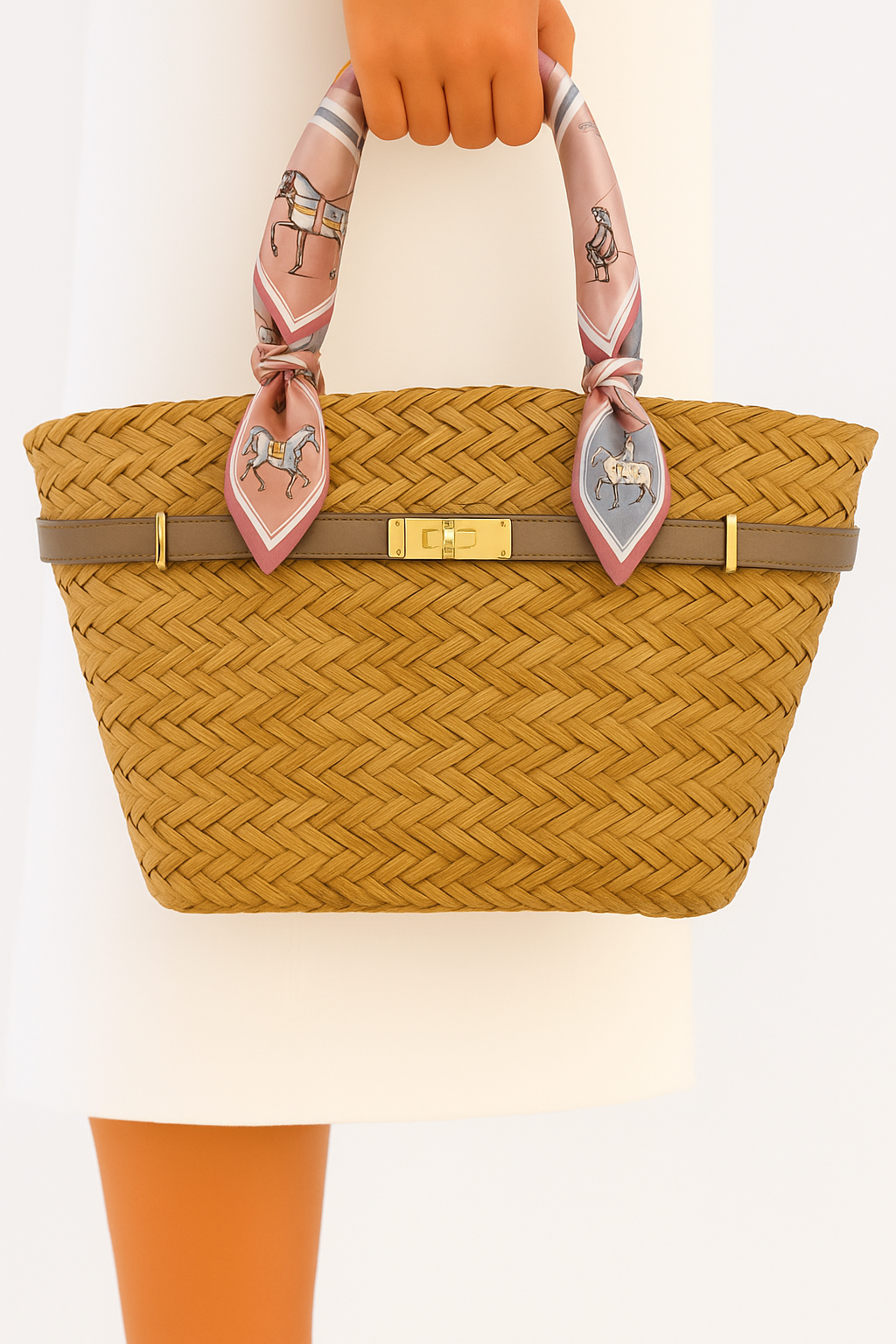 The French Straw Twilly Boatkin Tote - Taupe