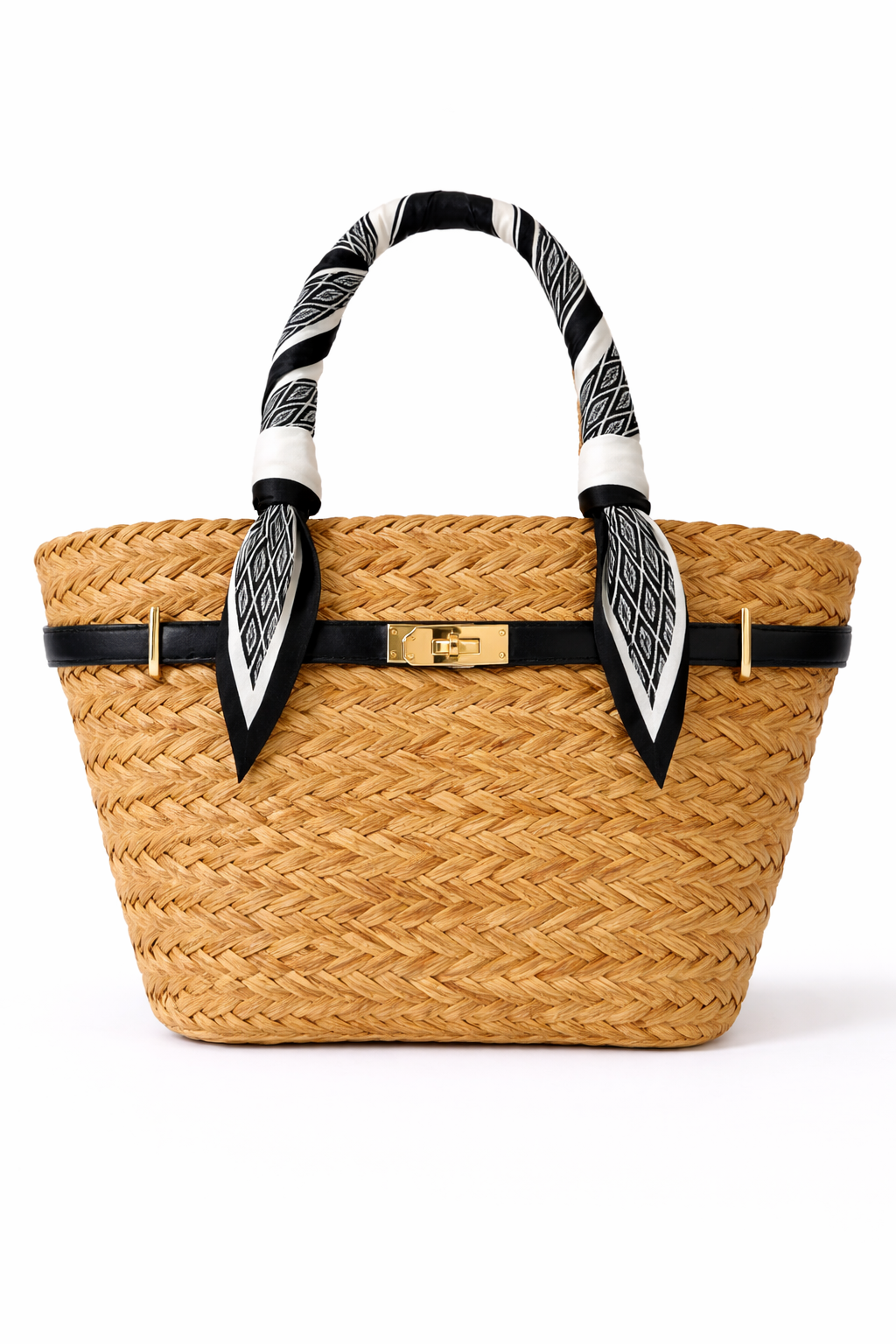 The French Straw Twilly Boatkin Tote - Black