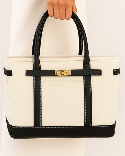Classic Black & Natural Lux Boat Tote