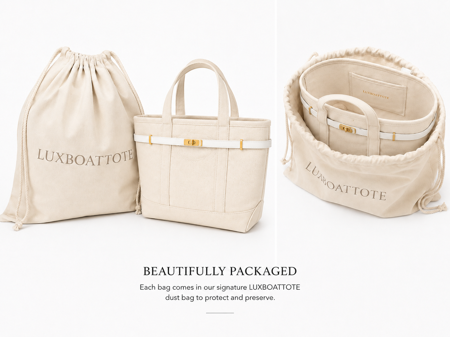 Classic Ivory & Natural Lux Boatkin Tote