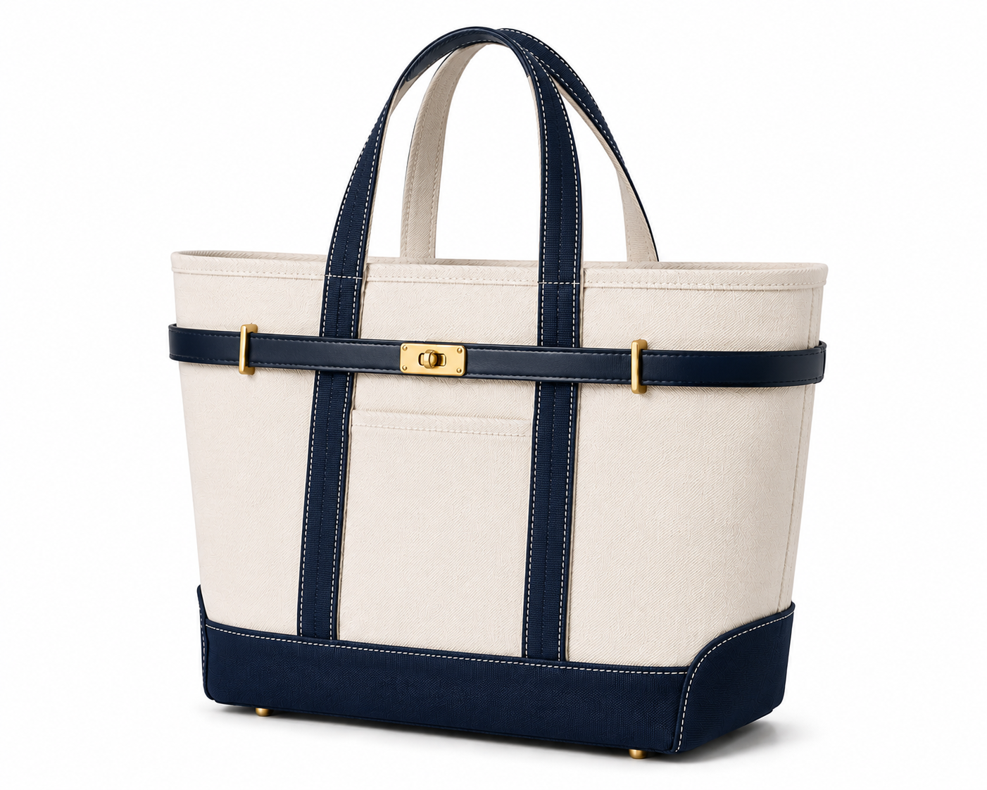 Classic Navy & Natural Lux Boatkin Tote
