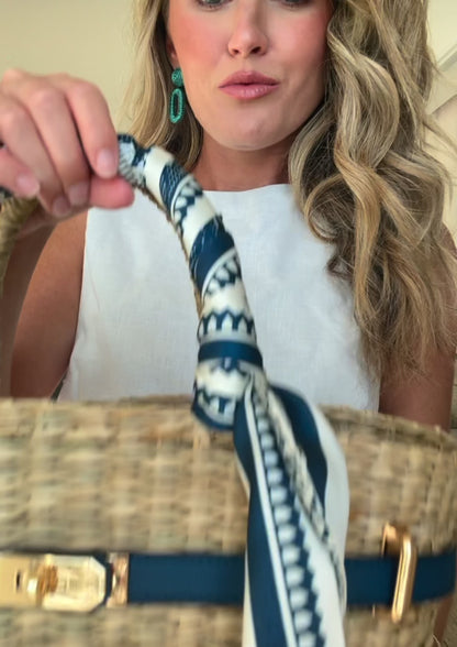 The French Straw Twilly Boatkin Tote - Nantucket Navy