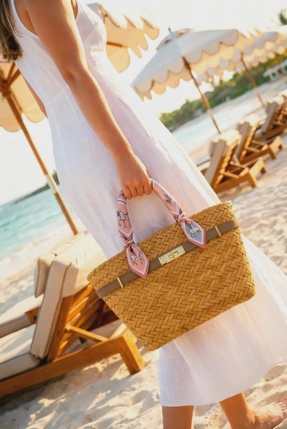 The French Straw Twilly Boatkin Tote - Taupe