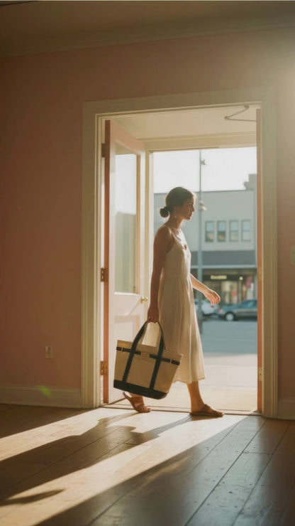 Classic Black & Natural Lux Boat Tote