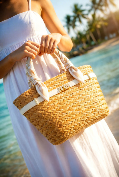 The French Straw Twilly Boatkin Tote — Seashell