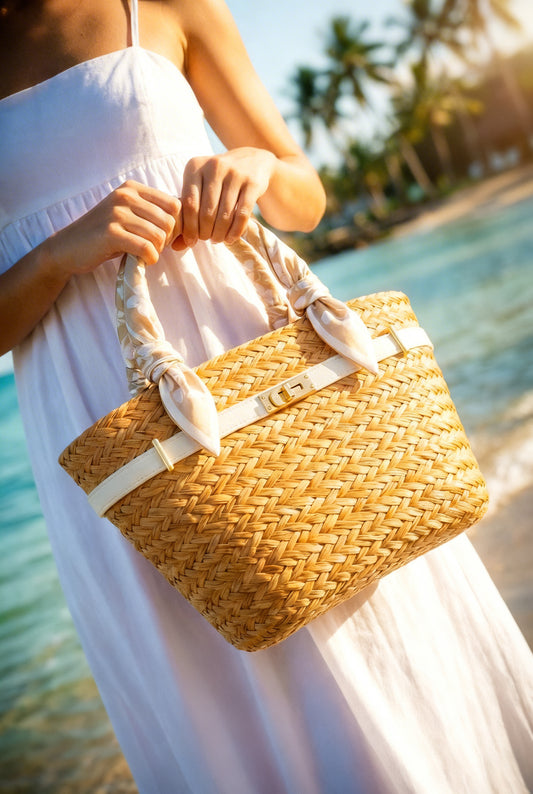 The French Straw Twilly Boatkin Tote — Seashell