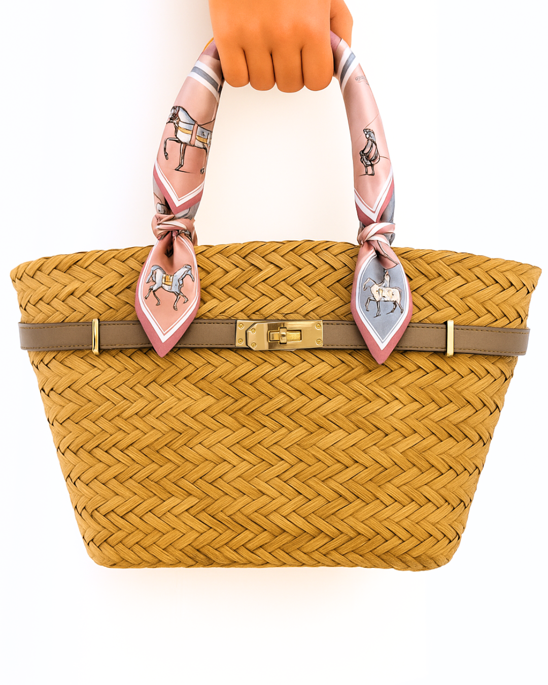The French Straw Twilly Boatkin Tote - Taupe